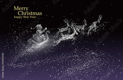  Christmas Eve Santa Claus giving gifts, vector particles illustrations.