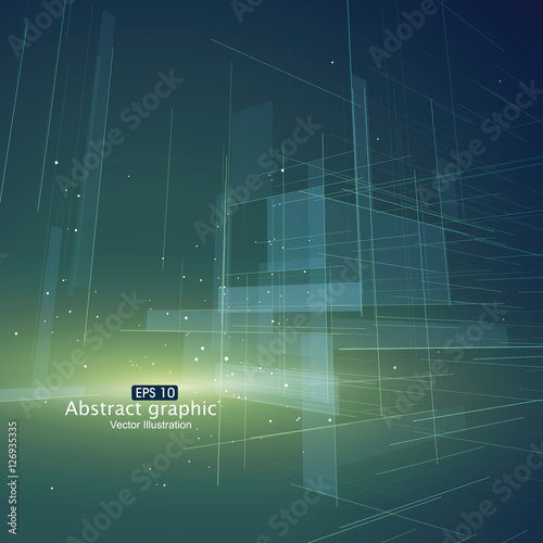 Fototapeta Naklejka Na Ścianę i Meble -  The background of the science and technology of the points and lines.