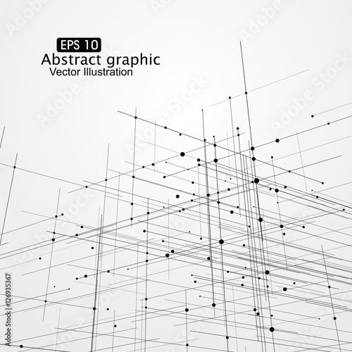 Dot and line composition abstract graphics.