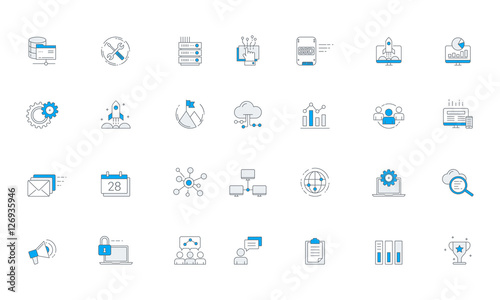 Software Business Futuristic Icon Set Vector