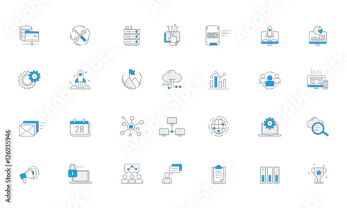 Software Business Futuristic Icon Set Vector photo