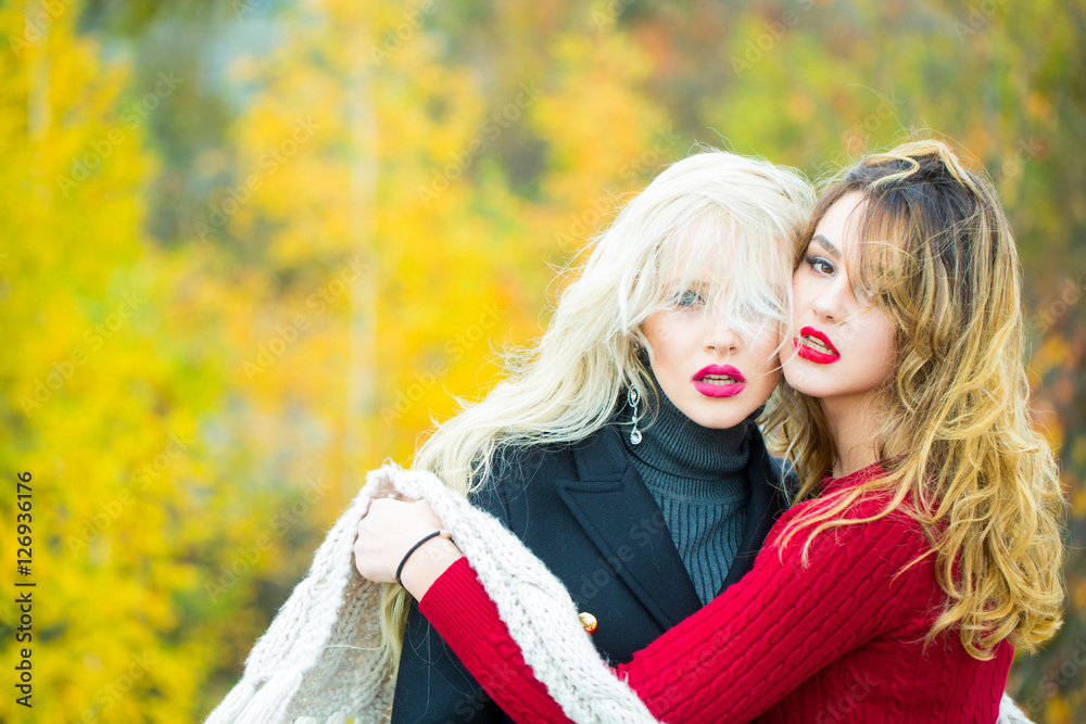 Fototapeta premium sexy pretty girls with red lips