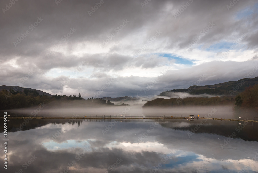 Mist lying over Loch Faskally, Pitlochry, Scotland Mist lying over Loch Faskally, Pitlochry, Scotland
