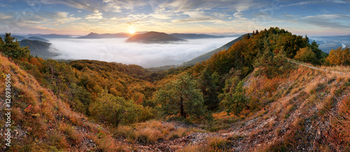 Fototapeta Naklejka Na Ścianę i Meble -  Panorama at autumn from peak Holis - Povazska Bystrica