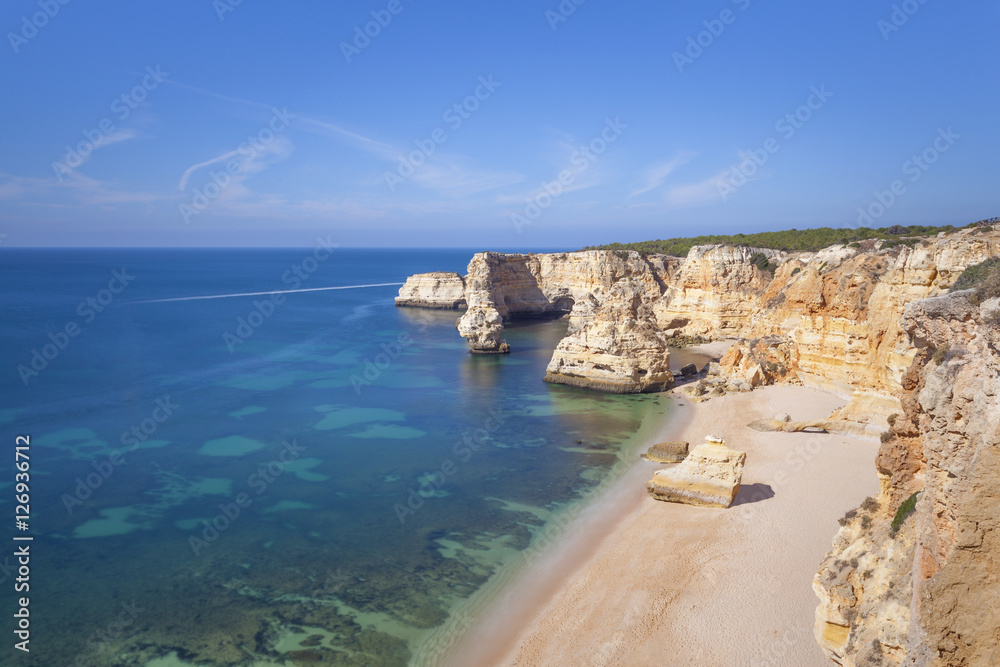 Top view of Marinha beach, Lagoa - Algarve Portugal
