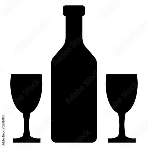 Wine bottle and glass icon