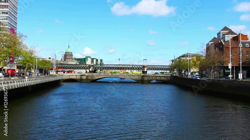 Dublin City and Liffey River, Ireland, Time Lapse, 4k
 photo