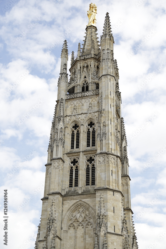 Pey-Berland bell tower, next to Saint Andre Cathedral, Bordeaux, France
