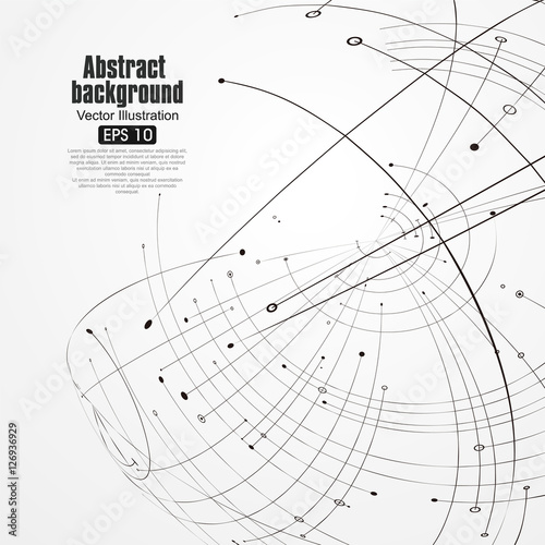 Point and curve constructed the sphere wireframe, technological sense abstract illustration.