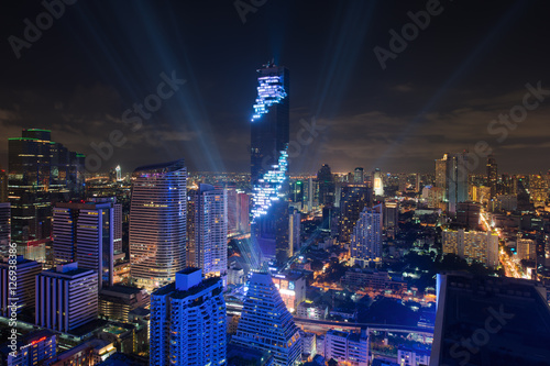 Wallpaper Mural Light and sound show on Mahanakhon building in Bangkok, Thailand. Torontodigital.ca