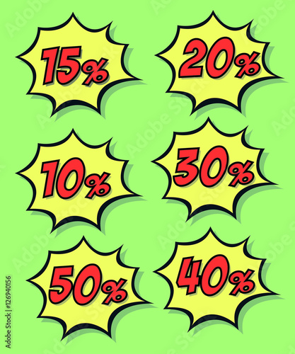 Colored discount stickers