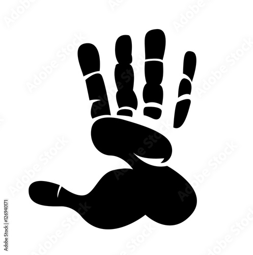 Hand print on a white