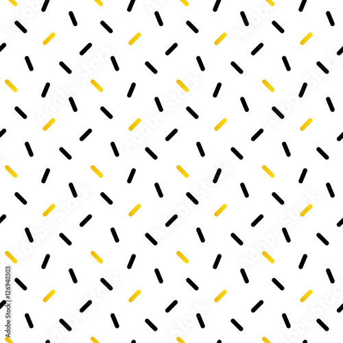 Cute black and gold confetti, geometric seamless pattern background.