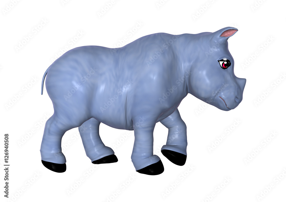 3D Rendering Blue Rhino on White 3D Rendering Blue Rhino on White