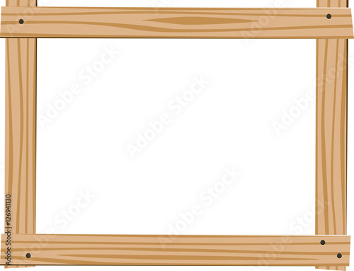 Horizontal frame of four bright wooden planks with empty space for text on white background