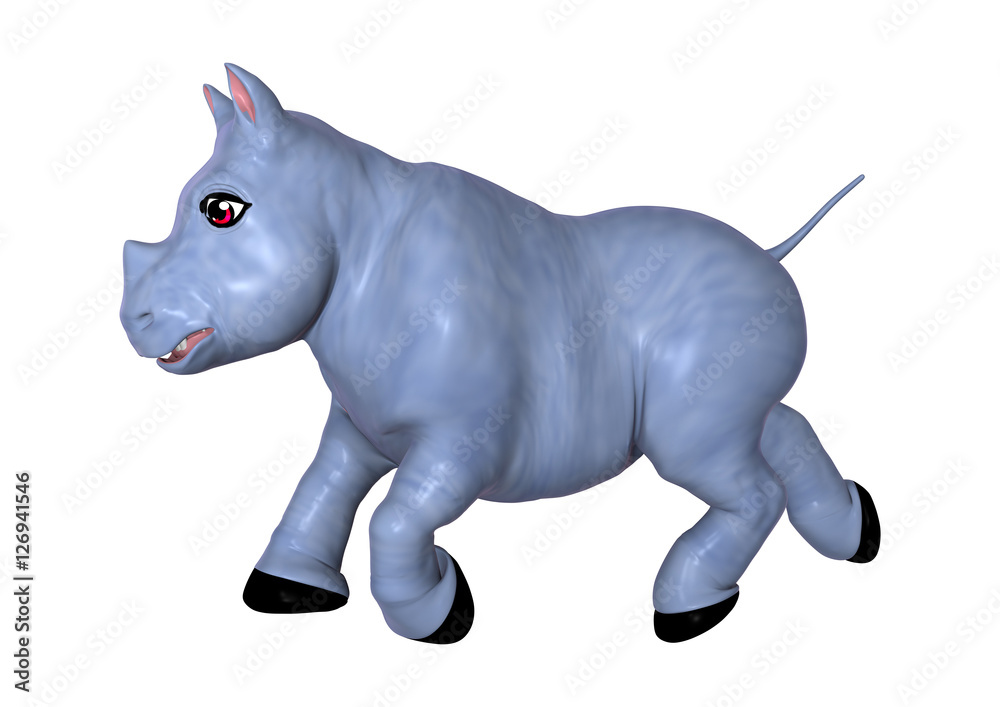 Fototapeta premium 3D Rendering Blue Rhino on White