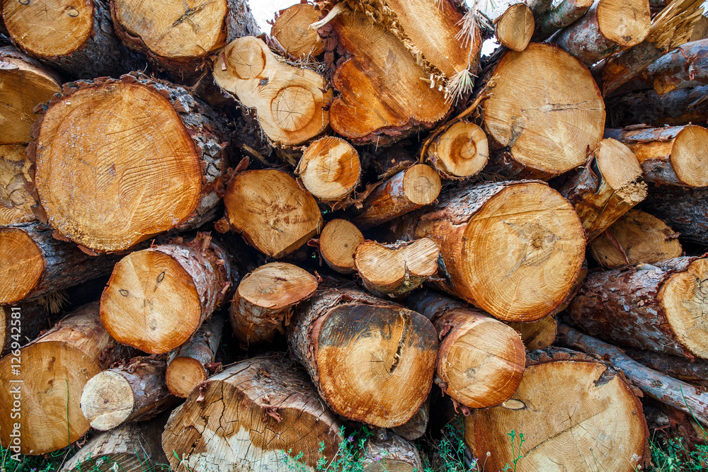 Wooden logs background