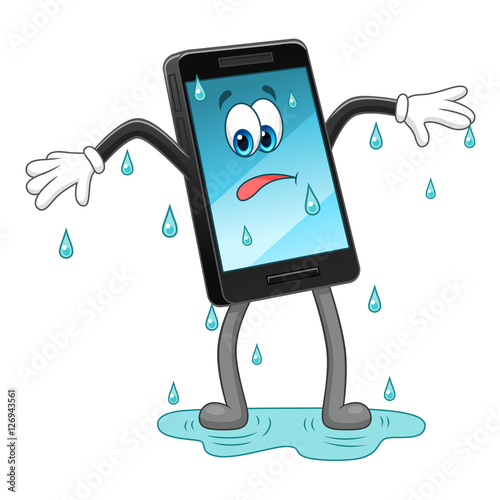 Drenched mobile phone
