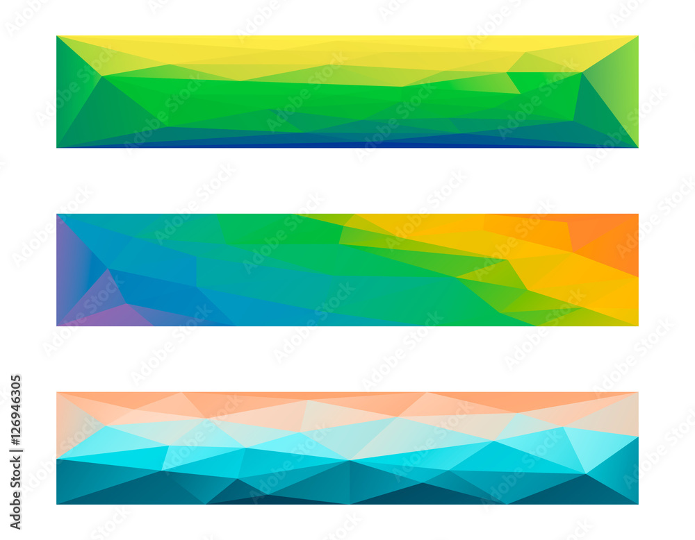 Abstract polygonal banner set. Vector illustration.