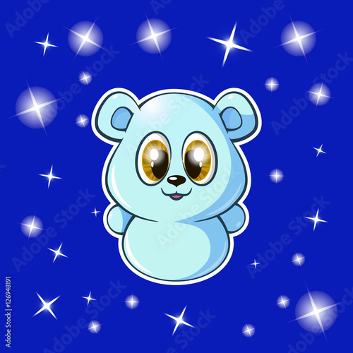Fototapeta Naklejka Na Ścianę i Meble -  snow bear. christmas; new year. stars on a blue background. EPC 10. vector