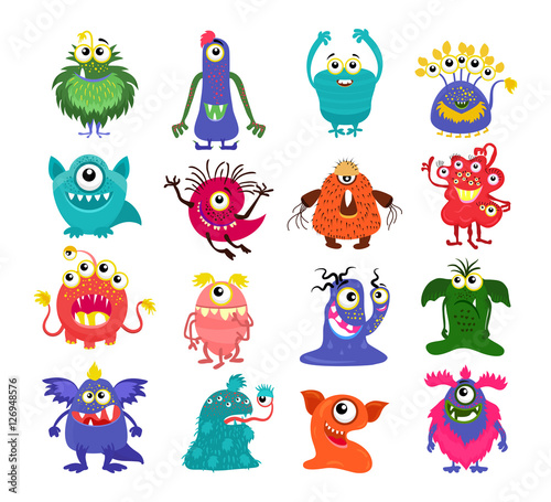 Cartoon cute monsters set