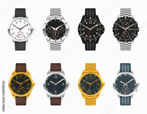 Vector watch set. Expensive classic watches photo