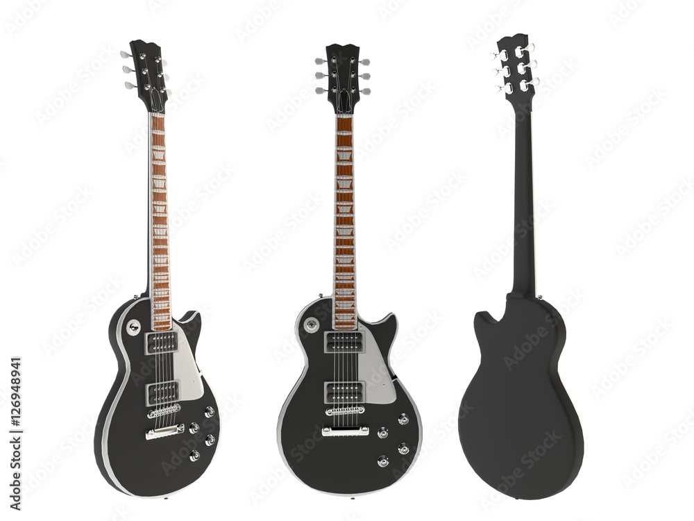 Fototapeta premium Blakc 3d render guitar isolated