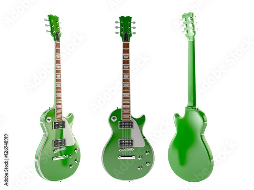 Green 3d render guitar isolated