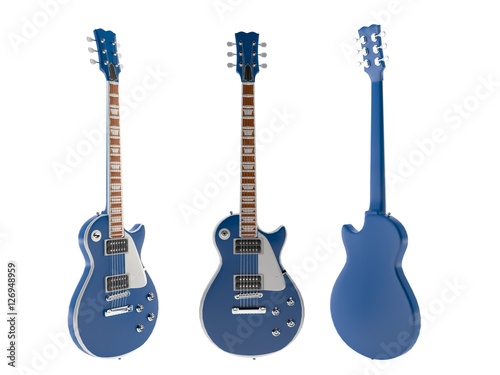 Wallpaper Mural Blue 3d render guitar isolated Torontodigital.ca