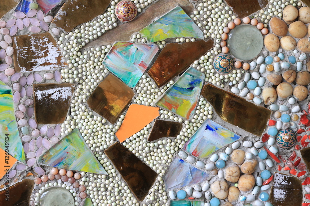 Colorful glass mosaic art and abstract wall background Colorful glass mosaic art and abstract wall background