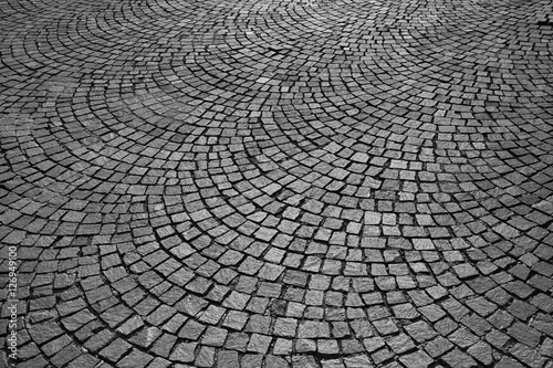 Brick pavers in pattern, black and white