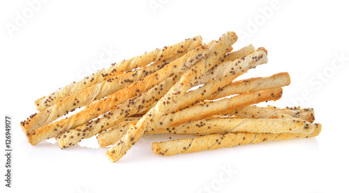 bread stick with sesame on white background