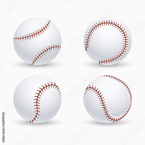 Baseball ball, softball, equipment vector icons