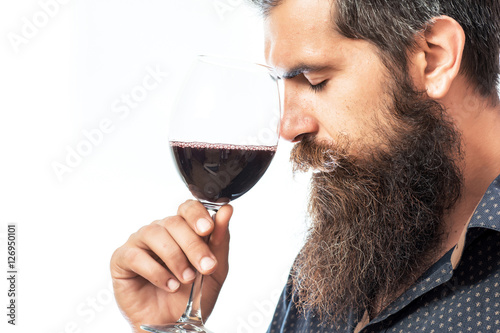 bearded man with wine