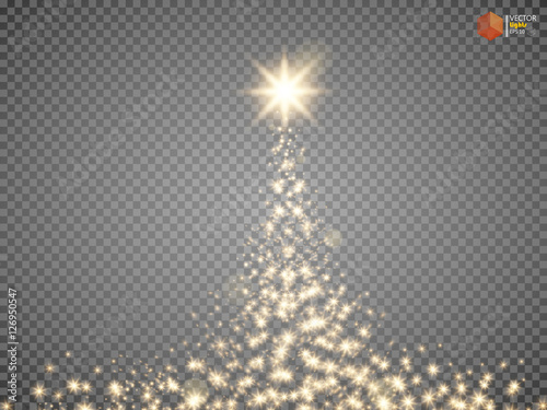 Vector golden sparkling falling star. Stardust trail. Cosmic glittering wave.