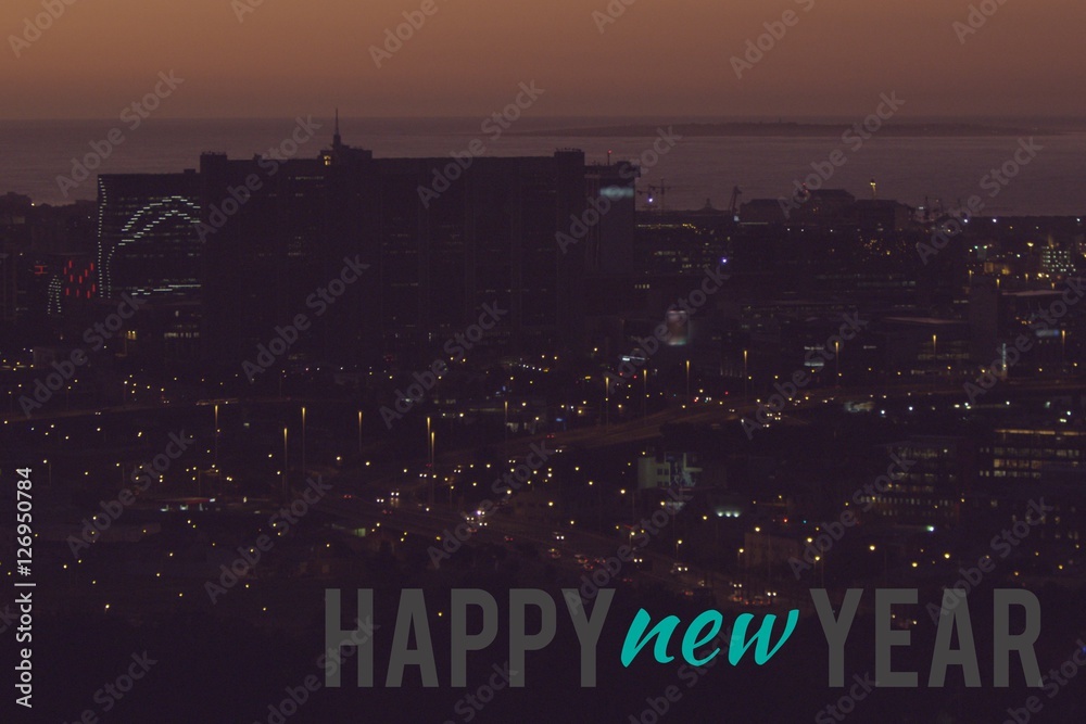 New Year Message on Dark City Background Design