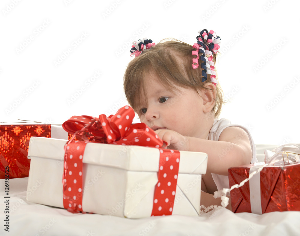 Cute baby girl with gifts Cute baby girl with gifts