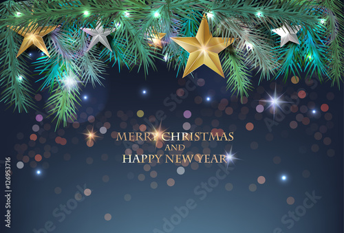 Christmas composition with tree branches and christmas decorations