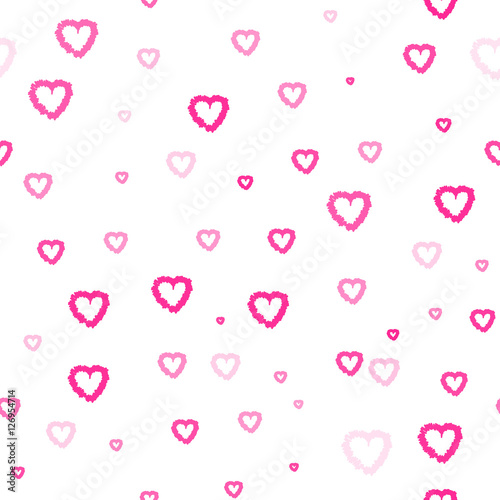 Seamless pattern with pink hearts