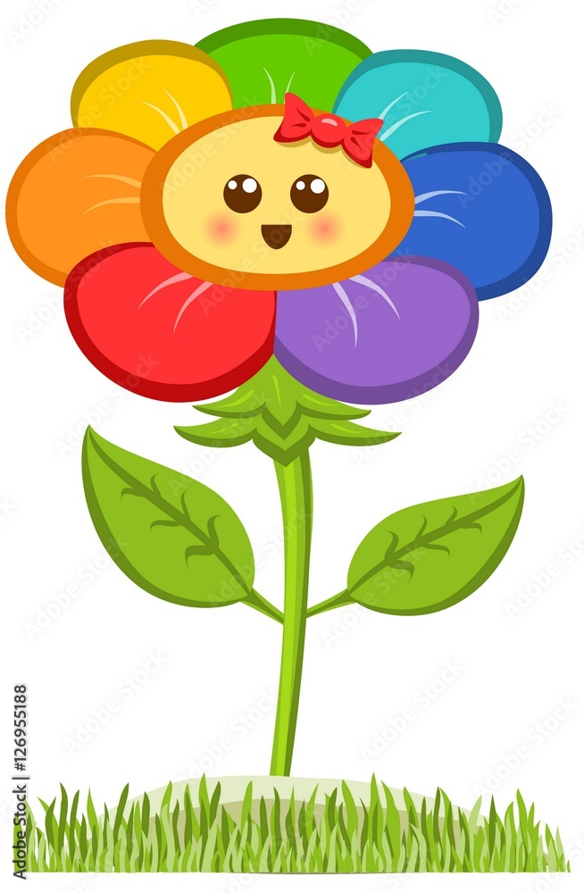 Cartoon Smiling Flower, Happy Daisy Isolated On White. Vector Illustration Cartoon Smiling Flower, Happy Daisy Isolated On White. Vector Illustration