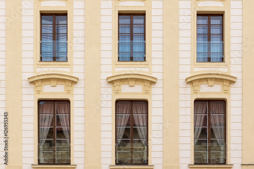 Traditional facade with windows from the Prague old town, Czech Republic