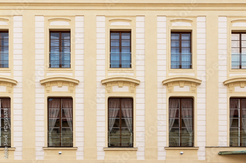 Fototapeta Naklejka Na Ścianę i Meble -  Traditional facade with windows from the Prague old town, Czech Republic