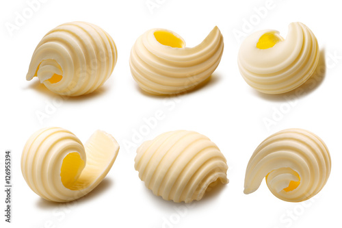 Set of butter curls or rolls, paths photo