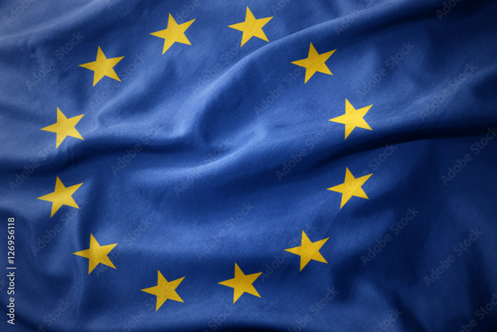 waving colorful flag of european union. waving colorful flag of european union.