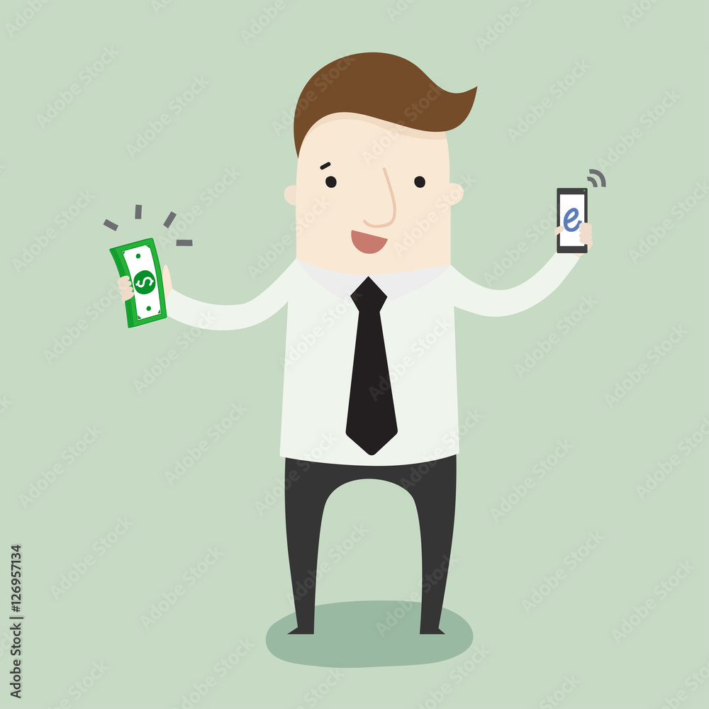 Get money from mobile technology ,vector illustration business cartoon Get money from mobile technology ,vector illustration business cartoon