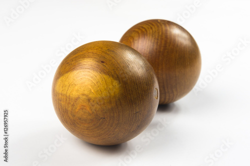 pair of wooden Chinese balls Baoding
