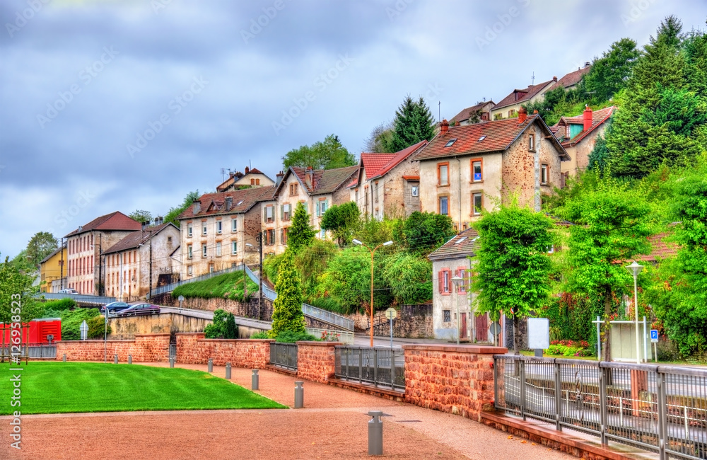 View of Moyenmoutier, a town in the Vosges Mountains - France View of Moyenmoutier, a town in the Vosges Mountains - France