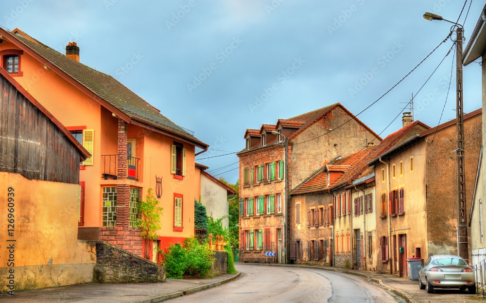 Traditional houses in La Petite-Raon, a village in the Vosges Department - France
