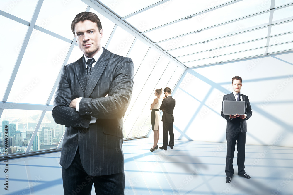 Businesspeople in modern interior Businesspeople in modern interior