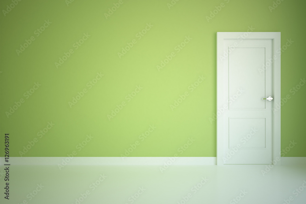 Green interior with door Green interior with door